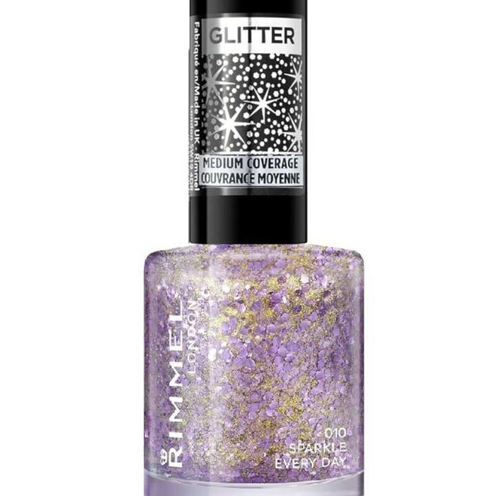 Rimmel Glitter Nail Polish Top Coat - 010 Sparkle Every Day | Luxe Glow UK