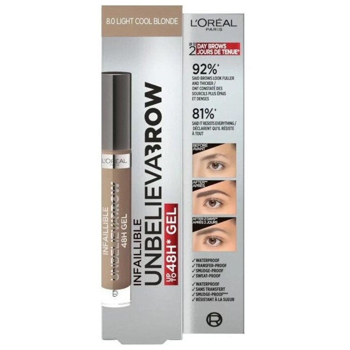 L'Oreal Infaillible 48H Unbelieva Brow Gel - 8.0 Light Cool Blonde